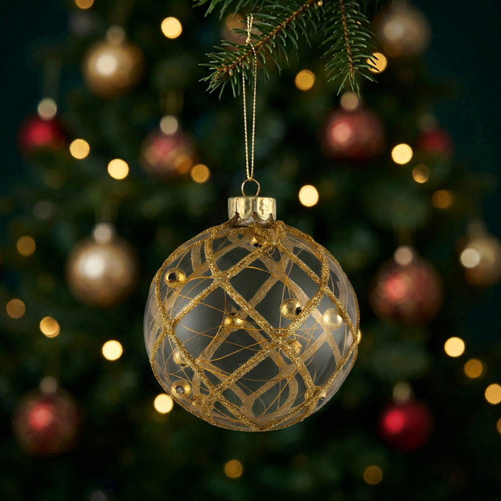 Clear Bauble with Gold Glitter Image 5