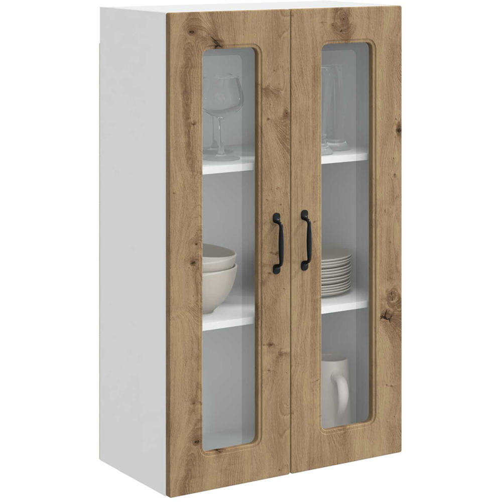 vidaXL 2 Glass Door Artisan Oak Kitchen Wall Cabinet Image 3