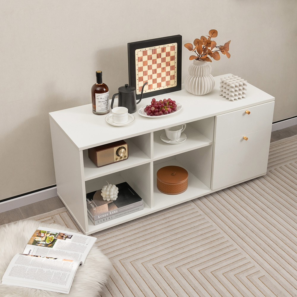 Costway 2 Drawer 4 Shelf White TV Unit Wilko