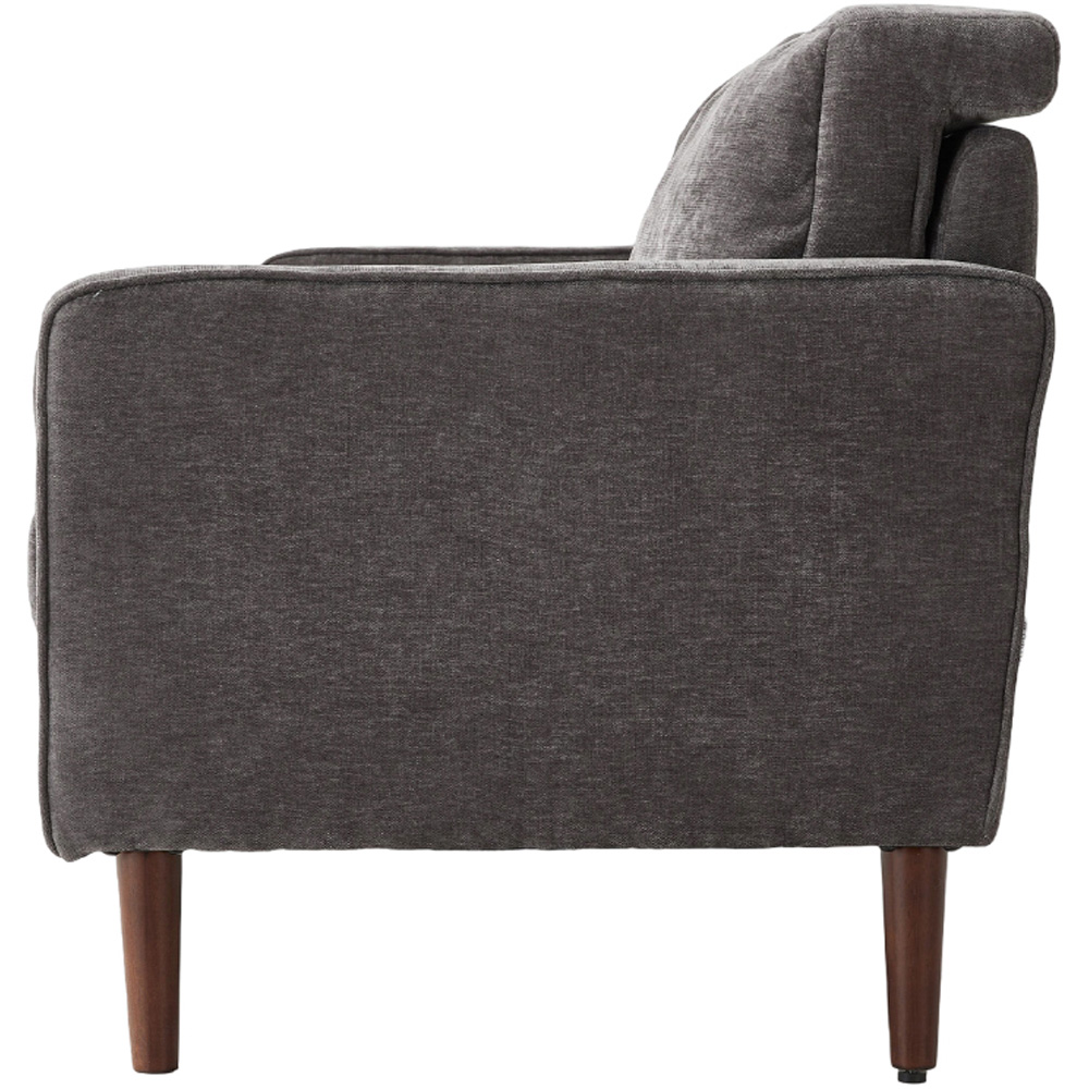Living and Home 2 Seater Grey Soft Chenille Upholstered Sofa with Cylindrical Pillows Image 3