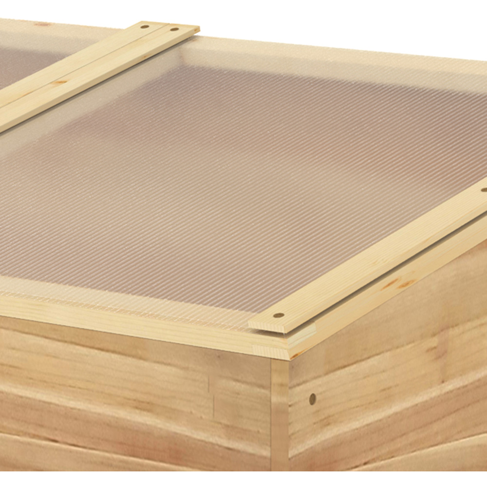 Outsunny Natural Wooden Polycarbonate 3.2 x 1.6ft Cold Frame with Top Cover Image 3
