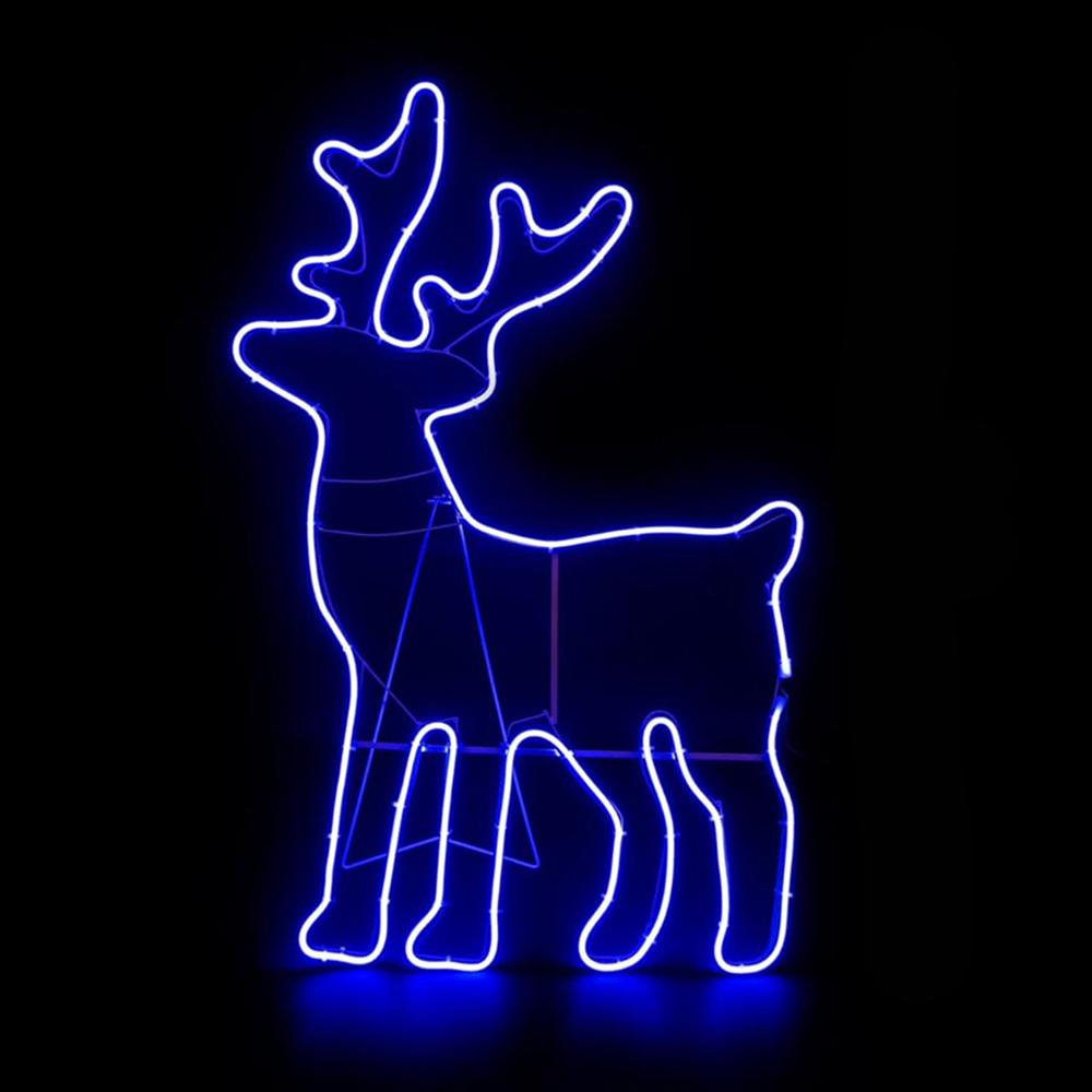 Shatchi Blue LED Standing Reindeer Neon Rope Silhouette Image 1