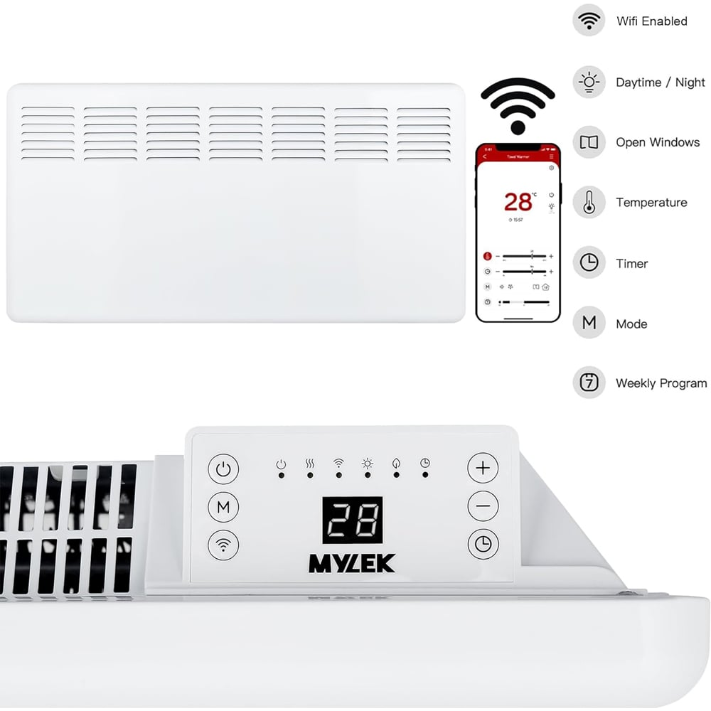 Mylek White App Controlled Panel Heater 2000W Image 6
