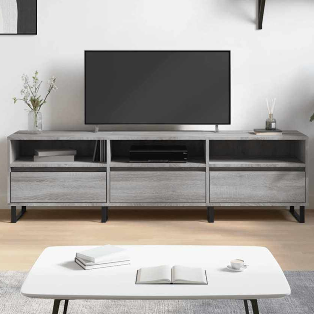 vidaXL 3 Door 3 Shelf Grey Sonoma TV Cabinet Image 1
