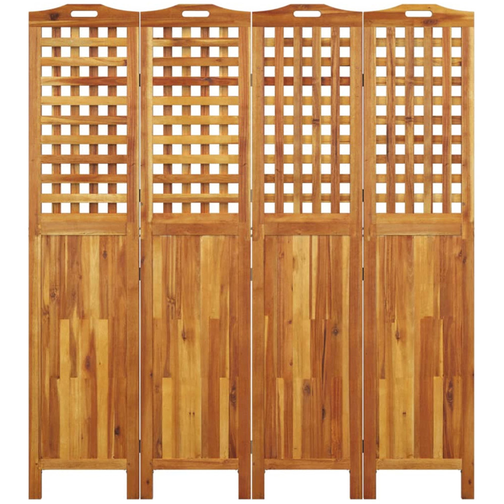 vidaXL Solid Acacia Wood 4 Panel Room Divider 162 x 2 x 180cm Image 4