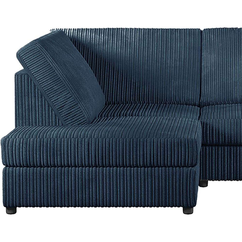 Luxor 4 Seater Navy Blue Jumbo Cord Full Back Left Hand L Shape Corner Sofa Image 3