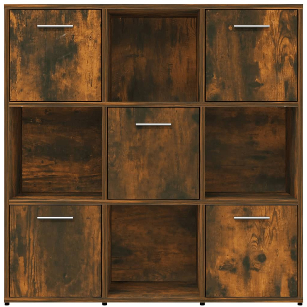 vidaXL 5 Door 4 Shelf Smoked Oak Wooden Bookcase Image 3