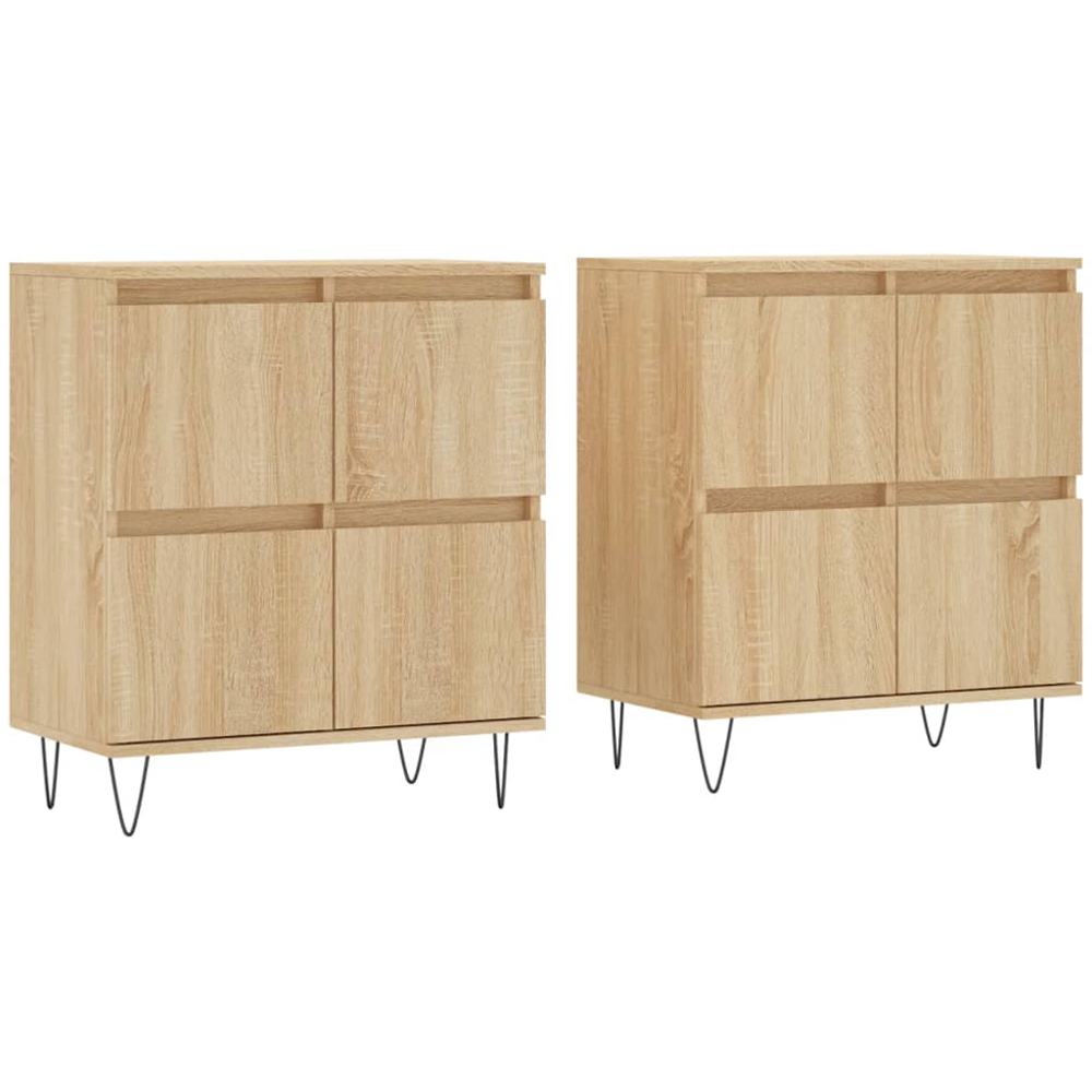 vidaXL 4 Door Sonoma Oak Square Sideboard Set of 2 Image 2