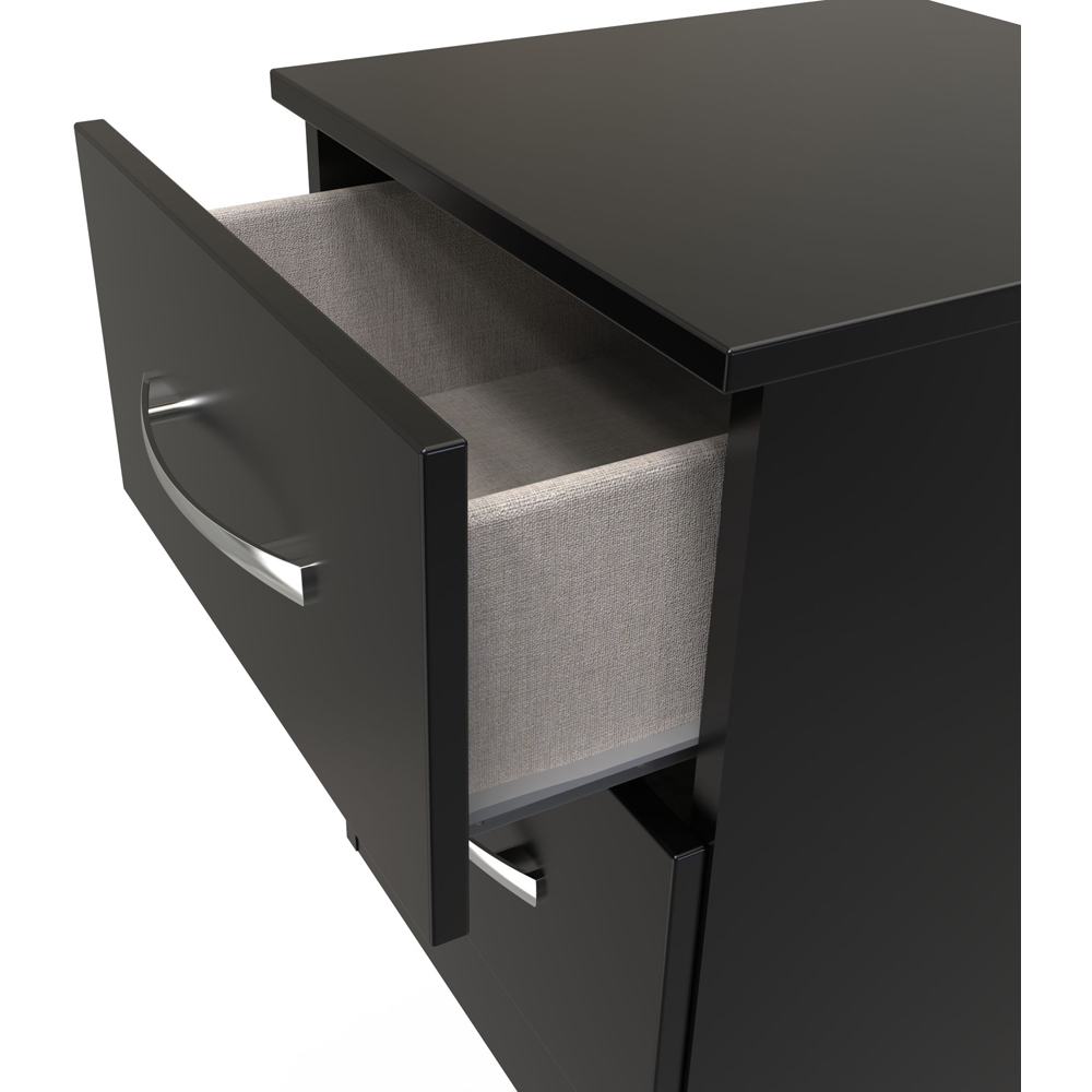 Crowndale Avon 2 Drawer Black Matt Compact Bedside Cabinet Ready Assembled Image 6