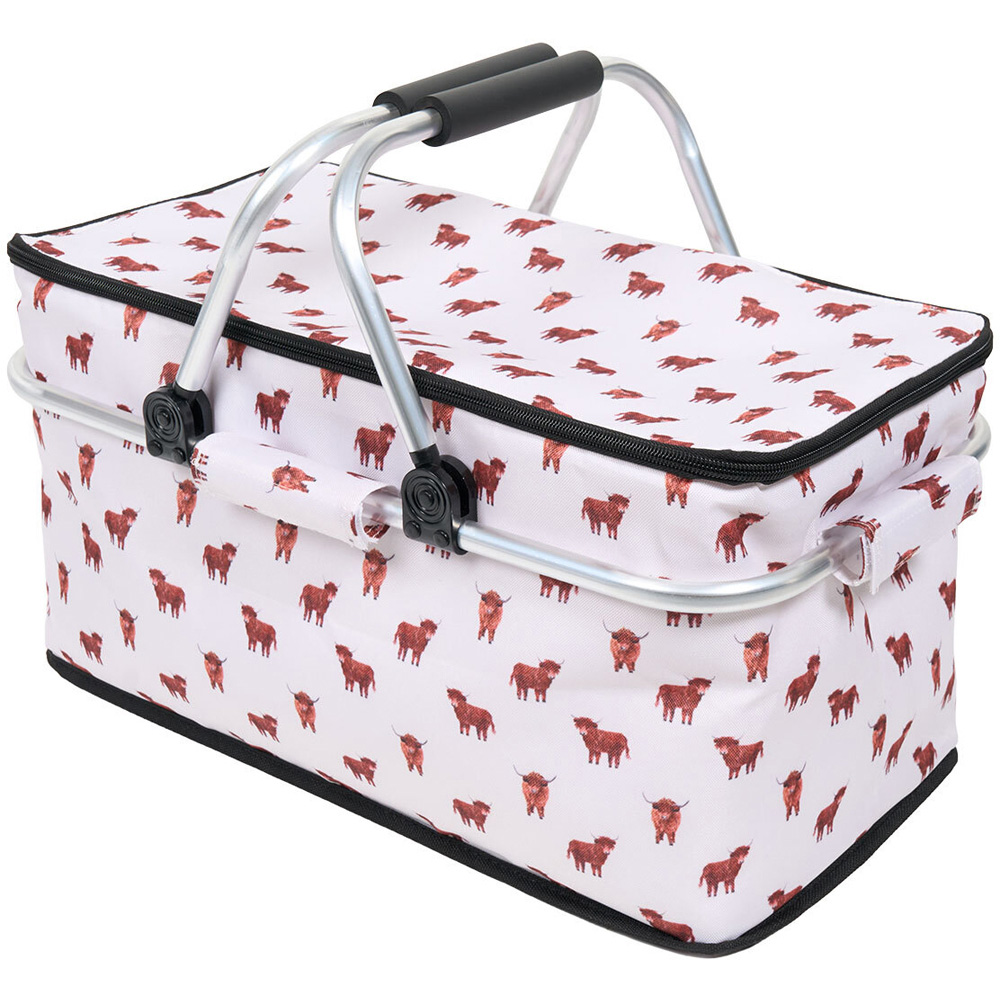 Highland Cow Picnic Bag with Handles White Image 3