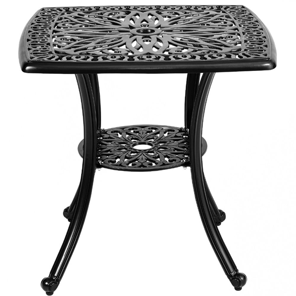 Living and Home Cast Aluminium Square Bistro Table Black Image 3