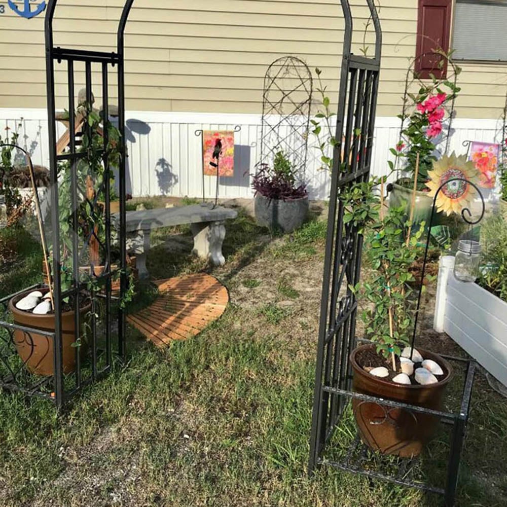 Eurotrade 7.1 x 7.1ft Metal Garden Arch with Planter Image 3