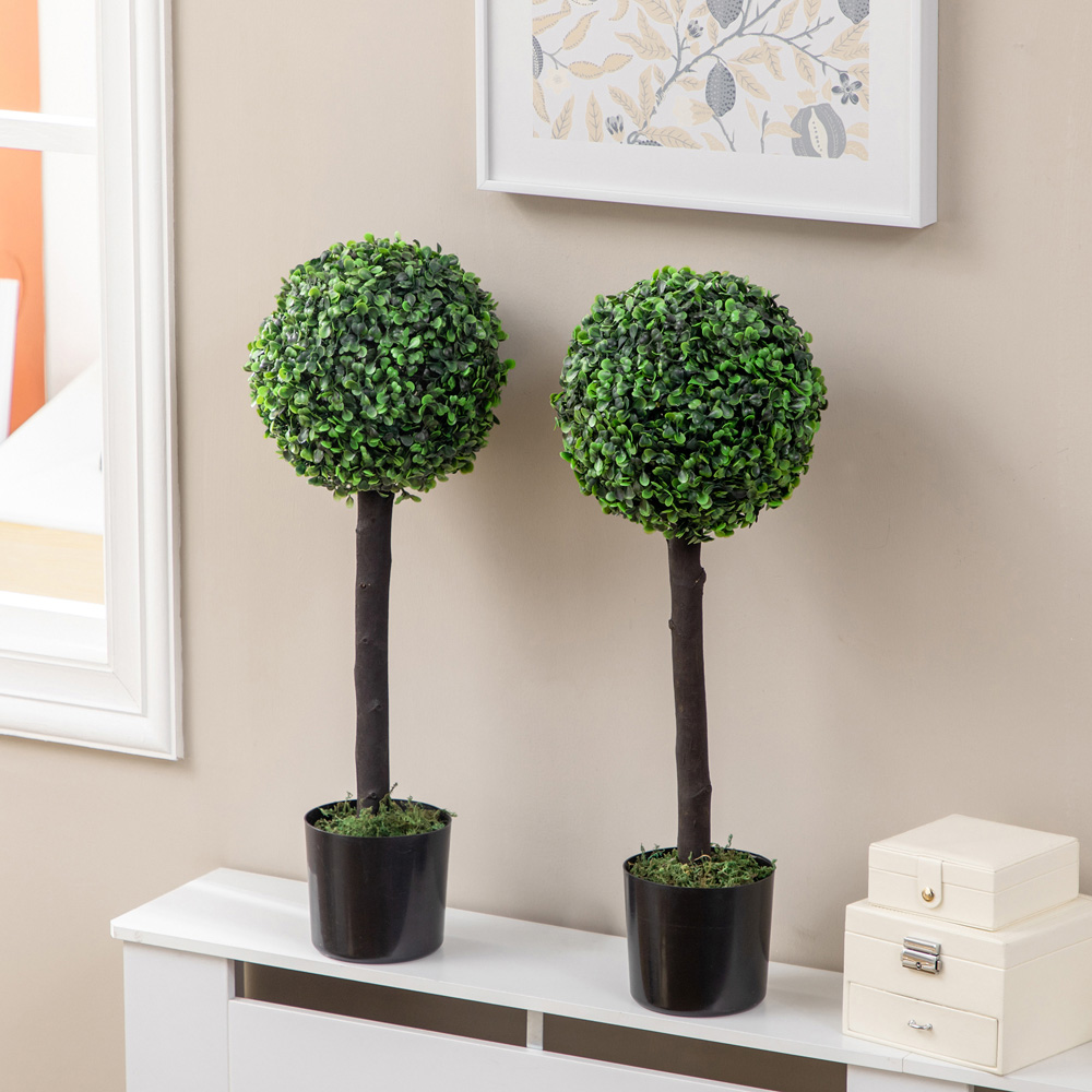 Portland Boxwood Ball Tree Artificial Plant In Pot 2ft 2 Pack Wilko