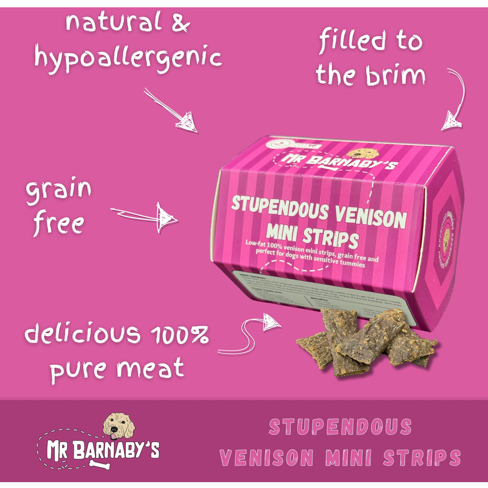 Mr Barnaby's Stupendous Venison Mini Strips Dog Treats 2 Pack Image 3