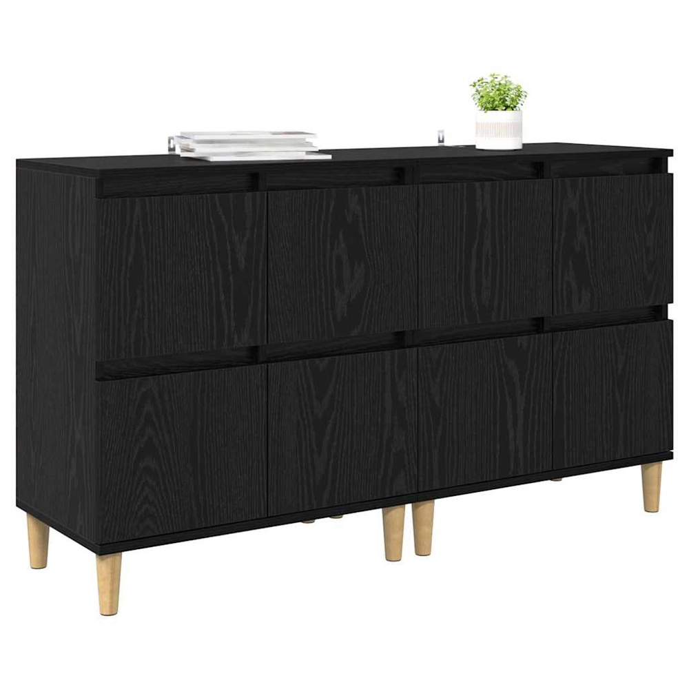 vidaXL 4 Door Black Oak Sideboard Set of 2 Image 3
