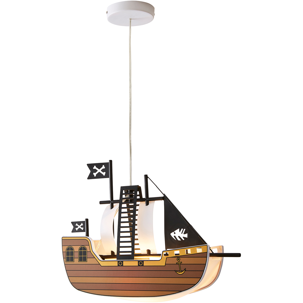 Glow Brown 3D Pirate Ship Ceiling Light Image 3