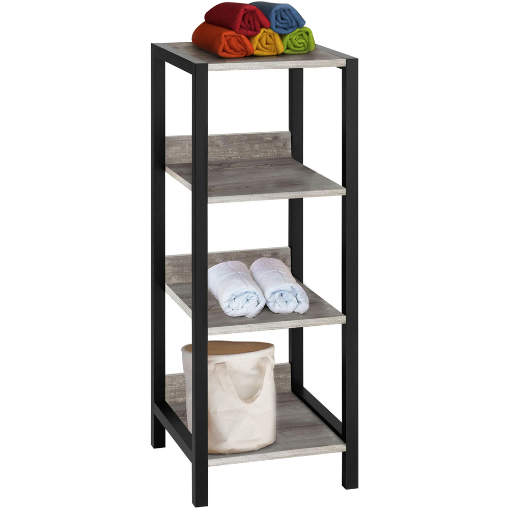 Loft24 Chris 4 Shelf Concrete Black Bookcase Image 4