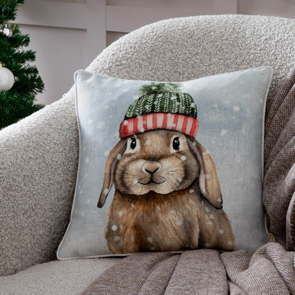 Evans Lichfield Christmas White Winter Rabbit Reversible Cushion 43 x 43cm Image 2