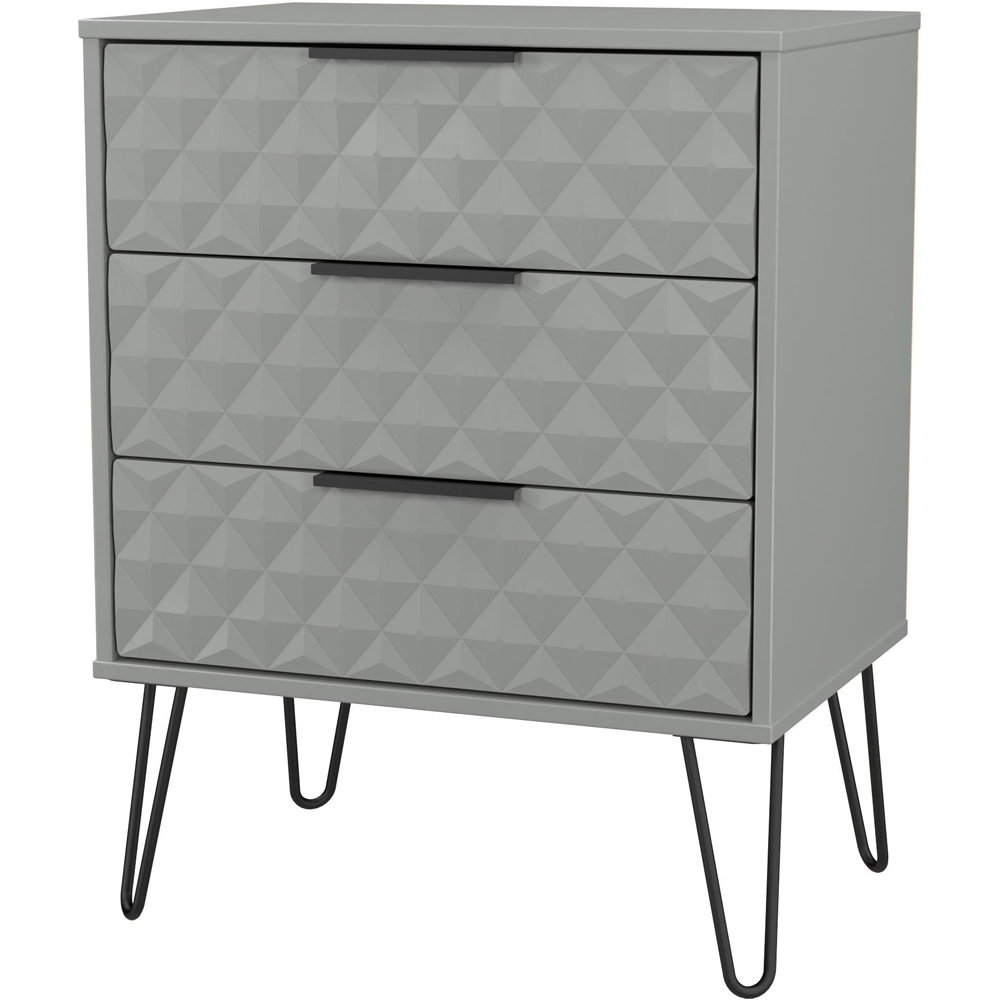 Crowndale Harlequin 3 Drawer Dusk Grey Midi Chest of Drawers Ready Assembled Image 2