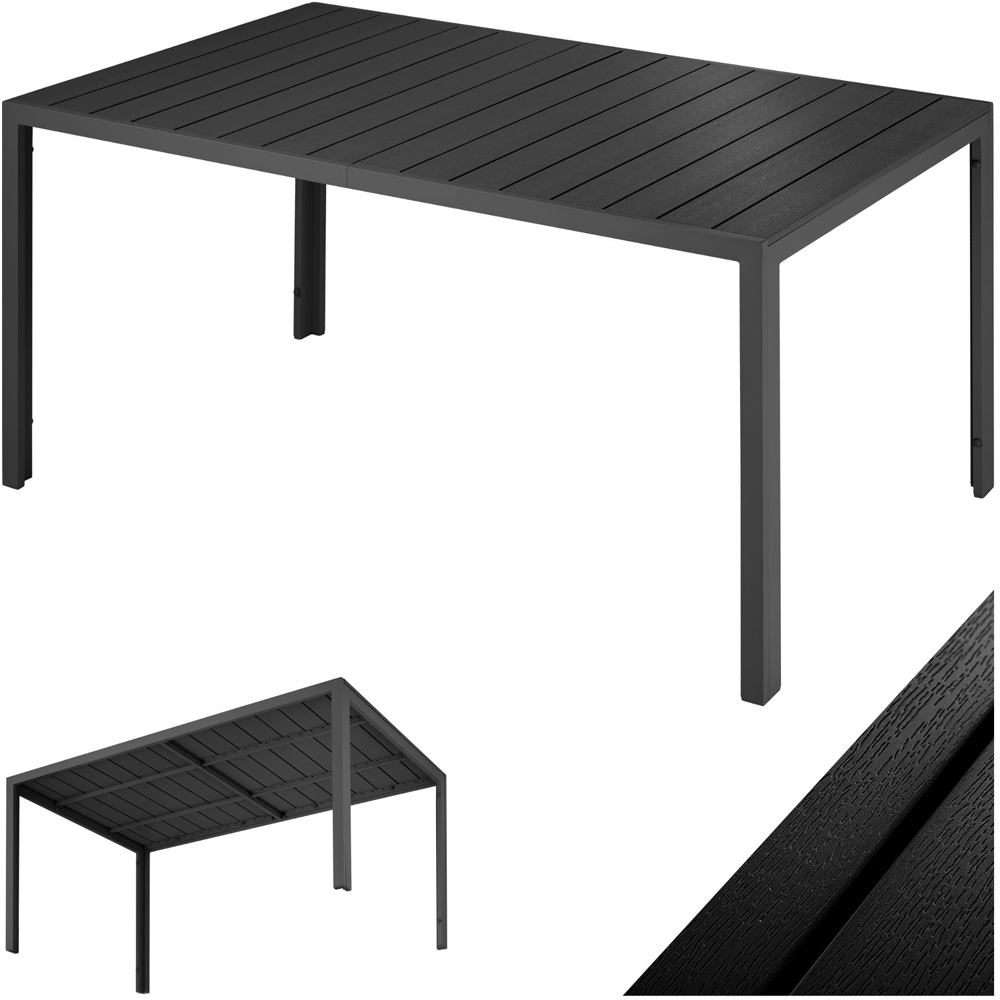 tectake Bianca Black Wood Look Aluminium Garden Table Image 2