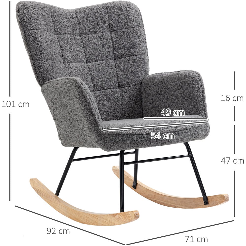 Portland Dark Grey Wing Back Rocking Chair Image 8