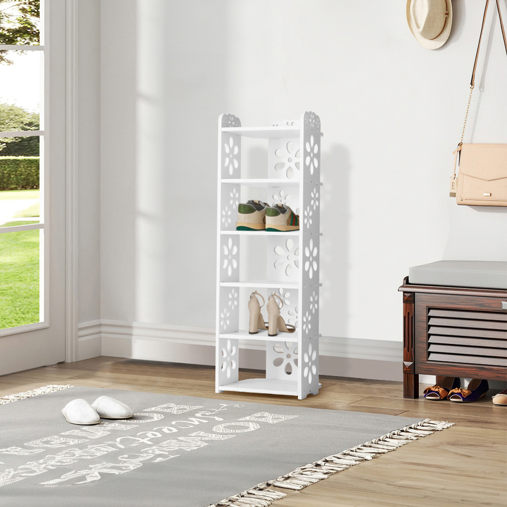 H&O Direct 6 Tier White Open Shoe Rack Image 2