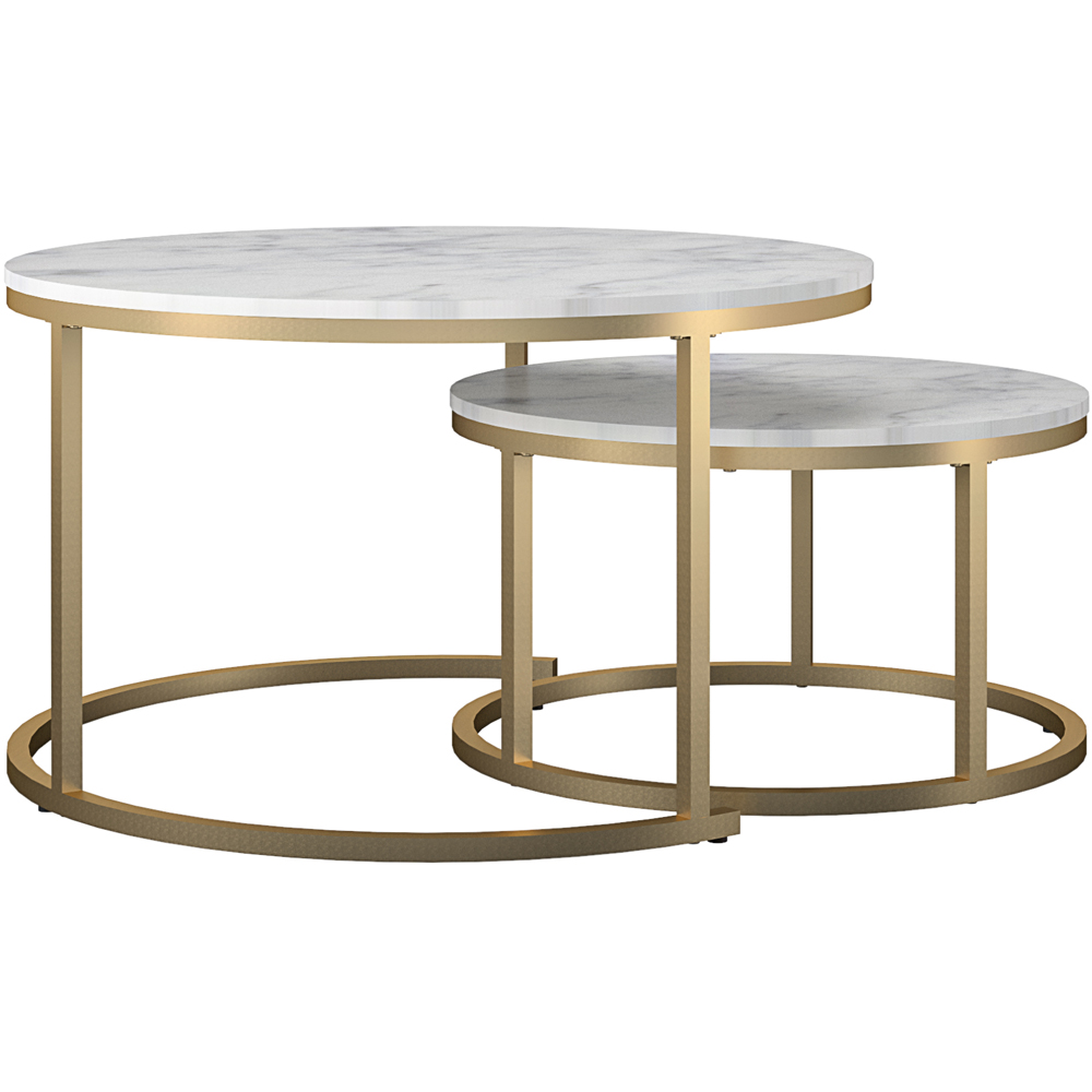 Dorel Home Amelia White Marble Nest of Coffee Tables Set of 2 Image 3