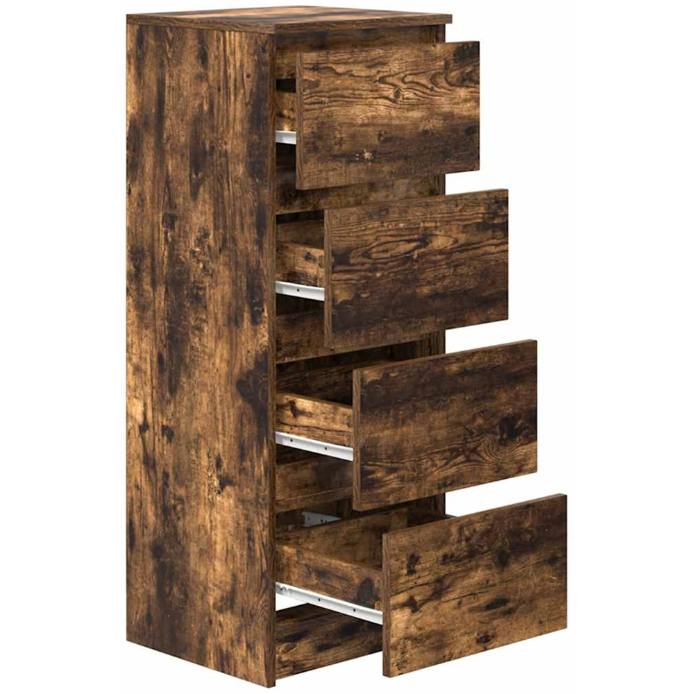 vidaXL 4 Drawer Smoked Oak Narrow Sideboard Image 5