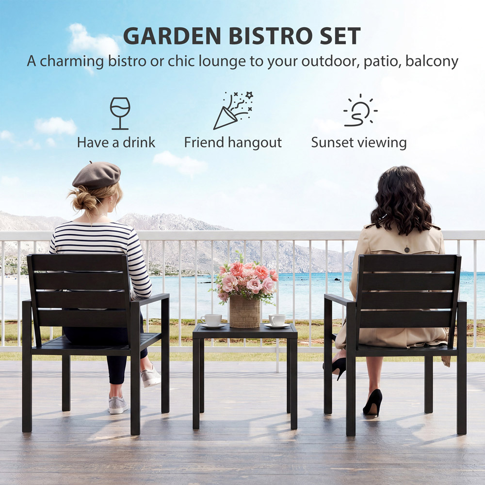 Outsunny 2 Seater Black Garden Bistro Set Image 7