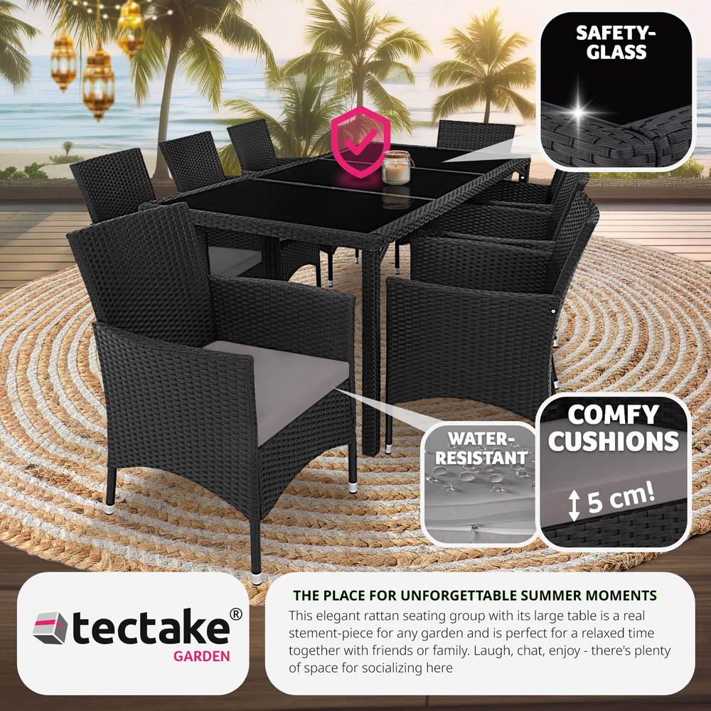 tectake Valencia Black and Grey 8 Seater Garden Dining Set Image 7