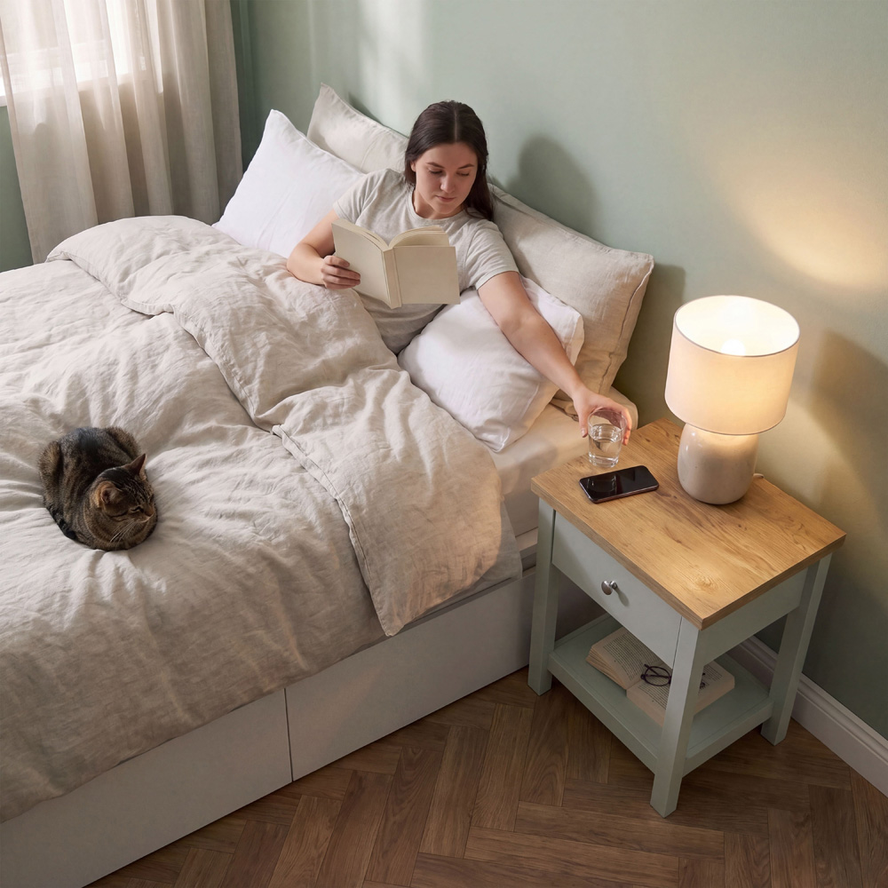 VIDA DESIGNS Arlington Single Drawer Grey Bedside Table Image 3