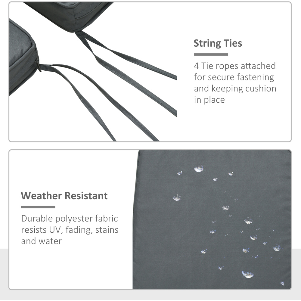 Outsunny Dark Grey Garden Chair Cushion with Ties 45 x 45cm 2 Pack Image 5