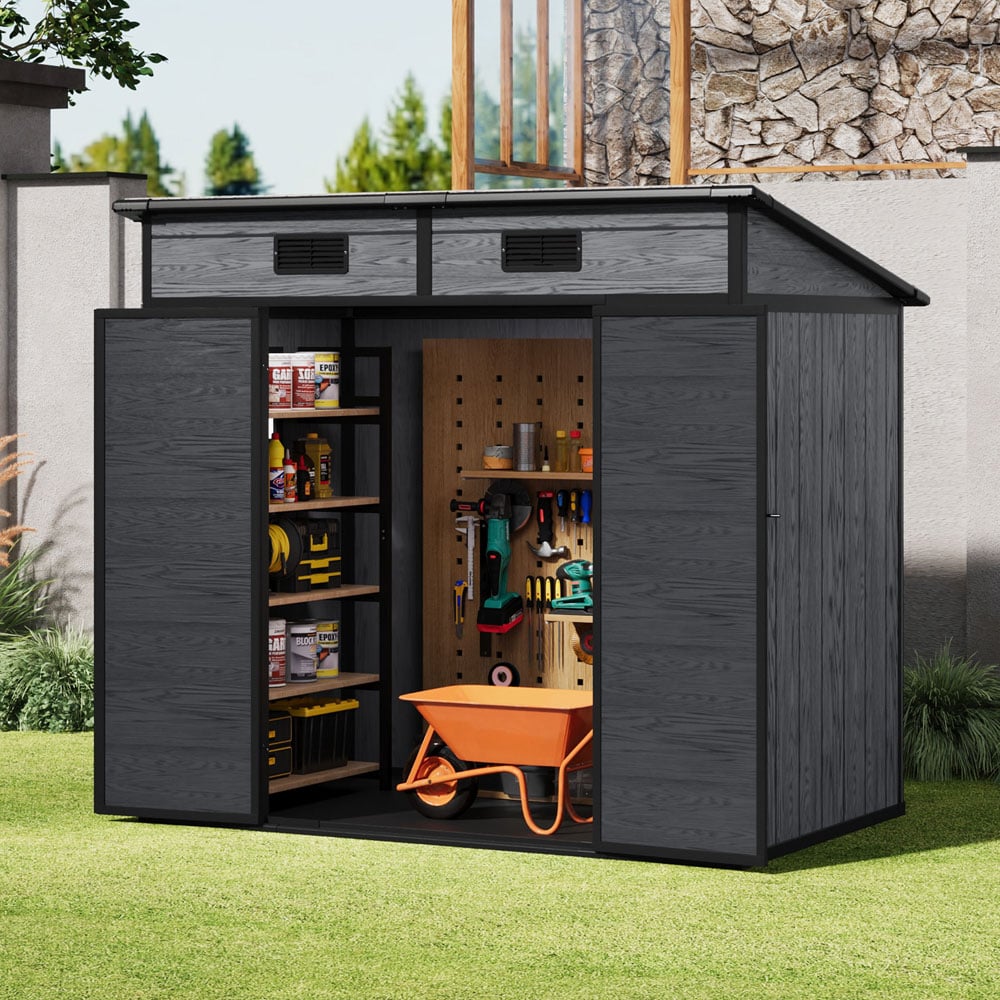 Living and Home 6x4ft Sloped Plastic Garden Storage Shed with Window Image 6