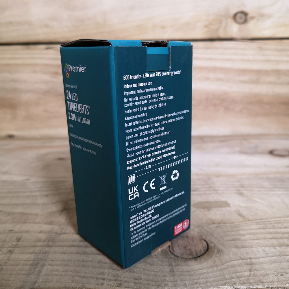 Premier TimeLights 24 Cool White LED Multi-Function Green Cable String Light 2.3m Image 6