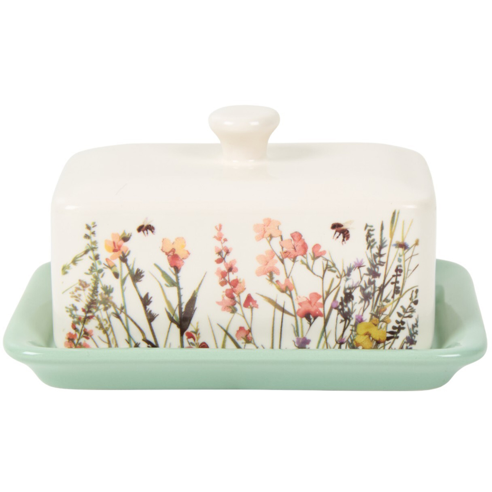 Floral Bees Butter Dish Ivory Image 2