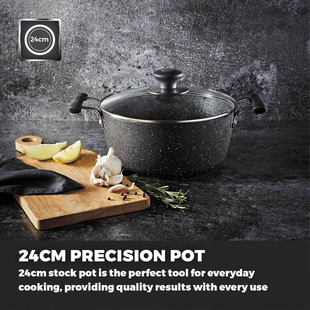Tower Precision 24cm Black Forged Aluminium Non-Stick Stock Pot with Lid Image 3