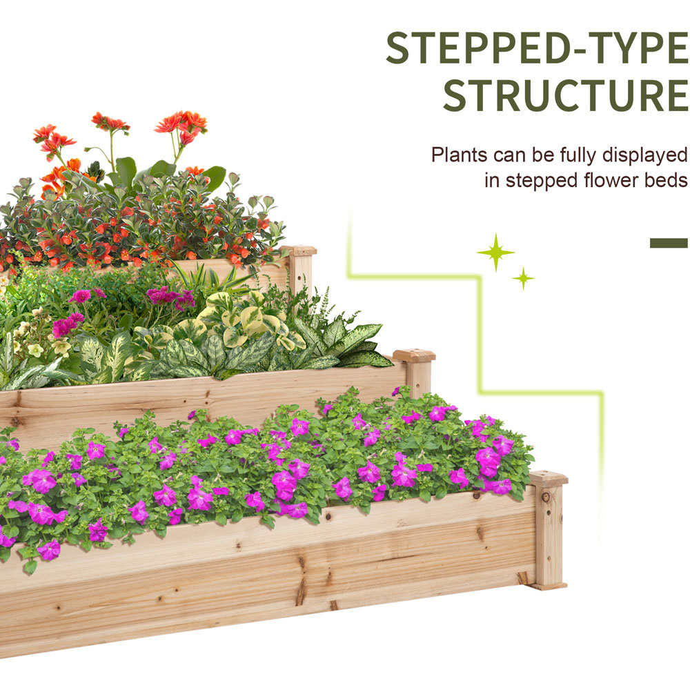 Outsunny 3-Tier Wooden Raised Garden Box Image 6