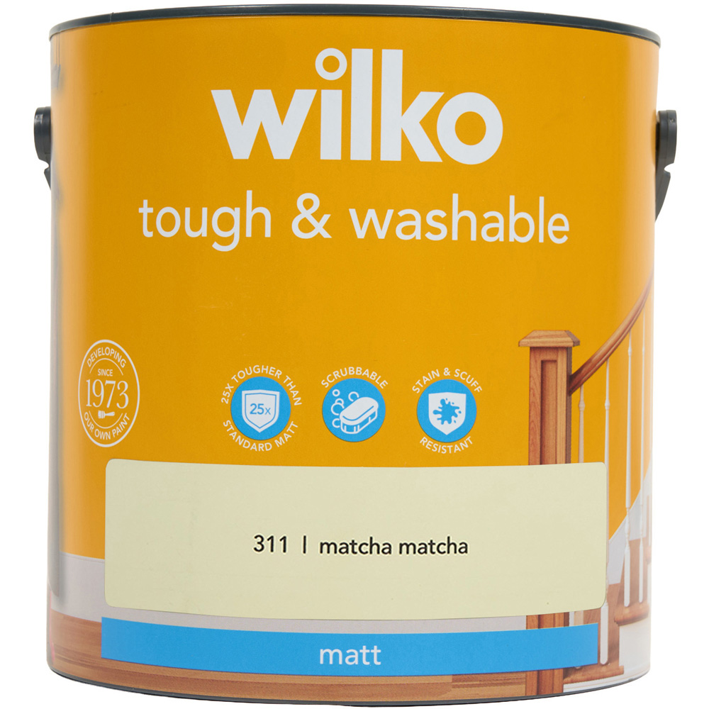 wilko Tough and Washable Matt Emulsion Paint 2.5L Matcha Matcha Image 2