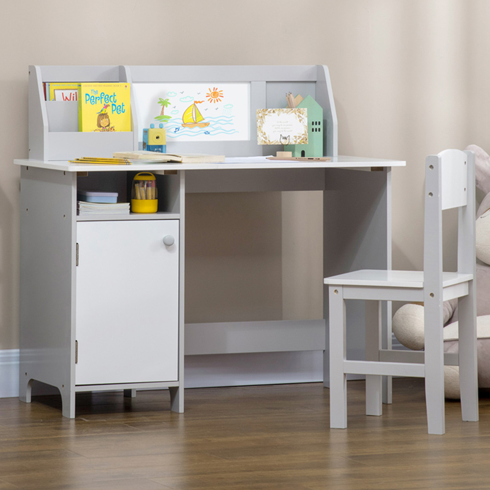 Playful Haven 2 Piece Kids Desk and Chair Set Grey Image 1