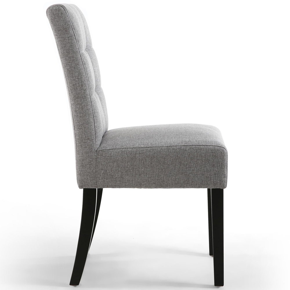 Portland Harlow Silver Grey Linen Black Legs Waffle Back Dining Chair Image 3