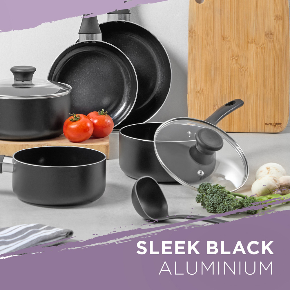 Blackmoor 18cm Black Ceramic Non-Stick Saucepan with Tempered Glass Lid Image 5