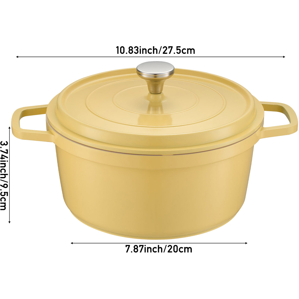 Living and Home 2.75L Yellow Ceramic Dutch Oven Round Cooking Pot with Lid Image 8