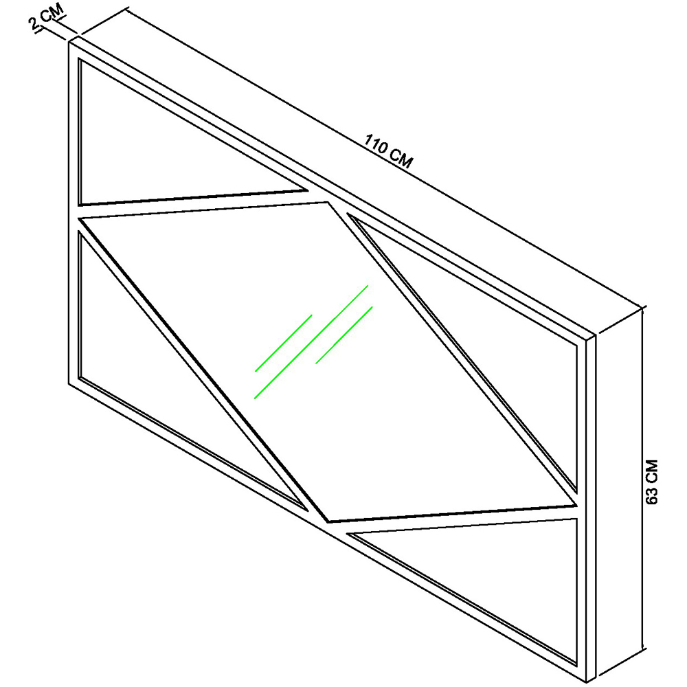 Bentley Designs Renzo Zinc and Dark Grey Geometric Landscape Wall Mirror 110 x 63cm Image 5