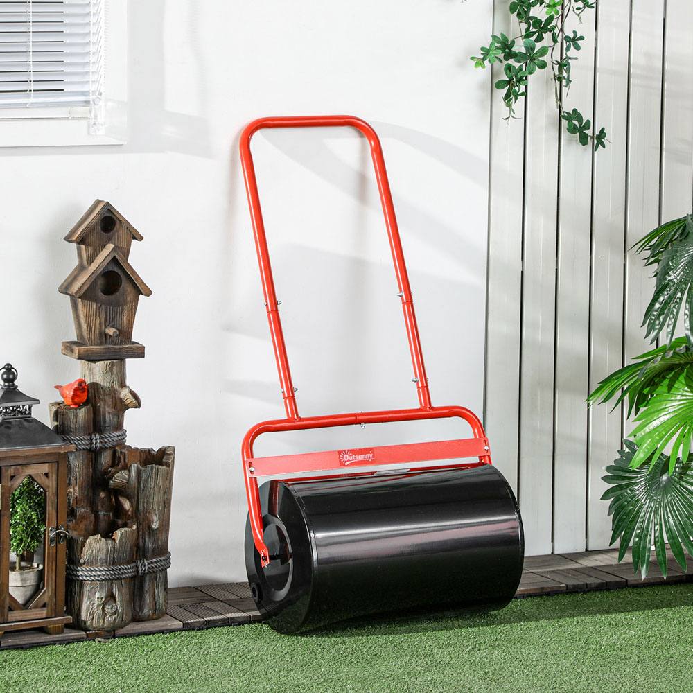 Outsunny 38L Red Fillable Steel Lawn Roller Image 2