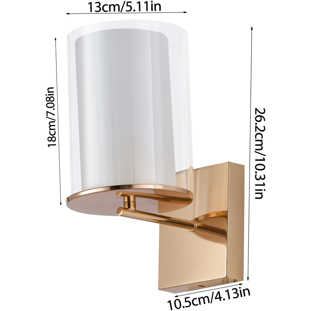 Living and Home Gold Glass Cylinder Shade G9 Wall Light Image 8