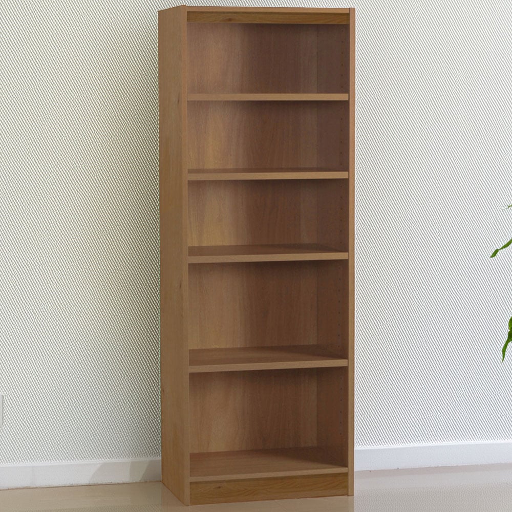 R White Cabinets 5 Shelf Brown Wide Tall Bookcase Image 1