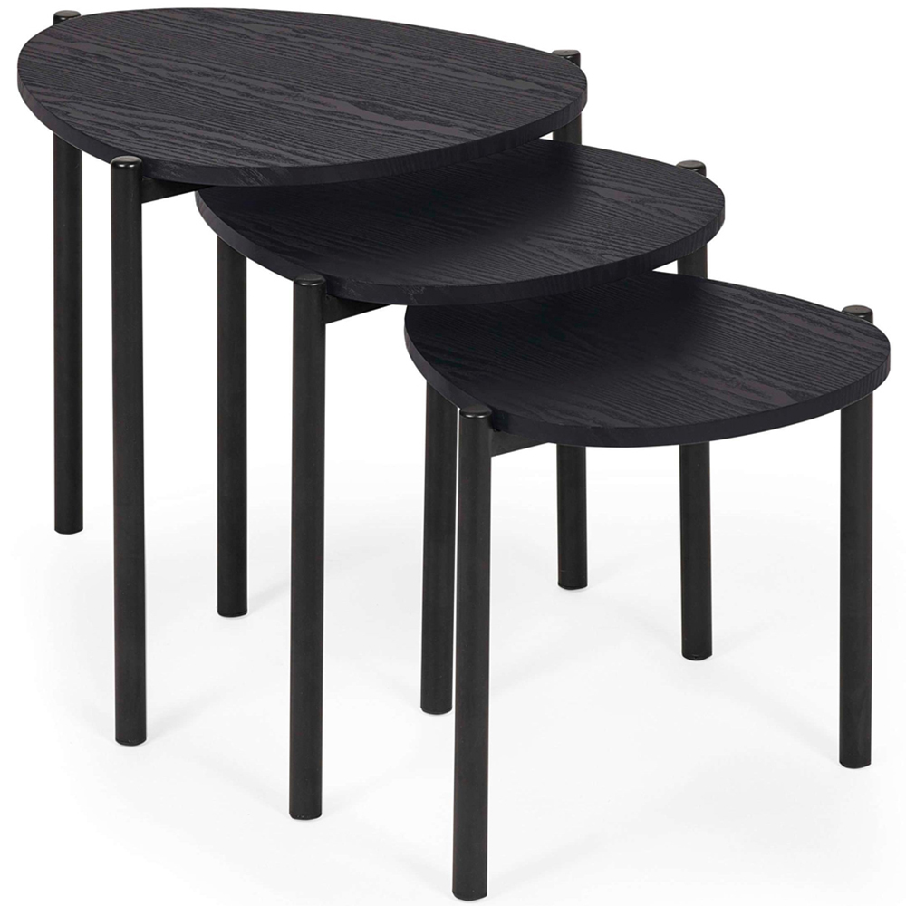 Julian Bowen Lorette Black Ash Effect Teardrop Nest of Tables Set of 3 Image 2