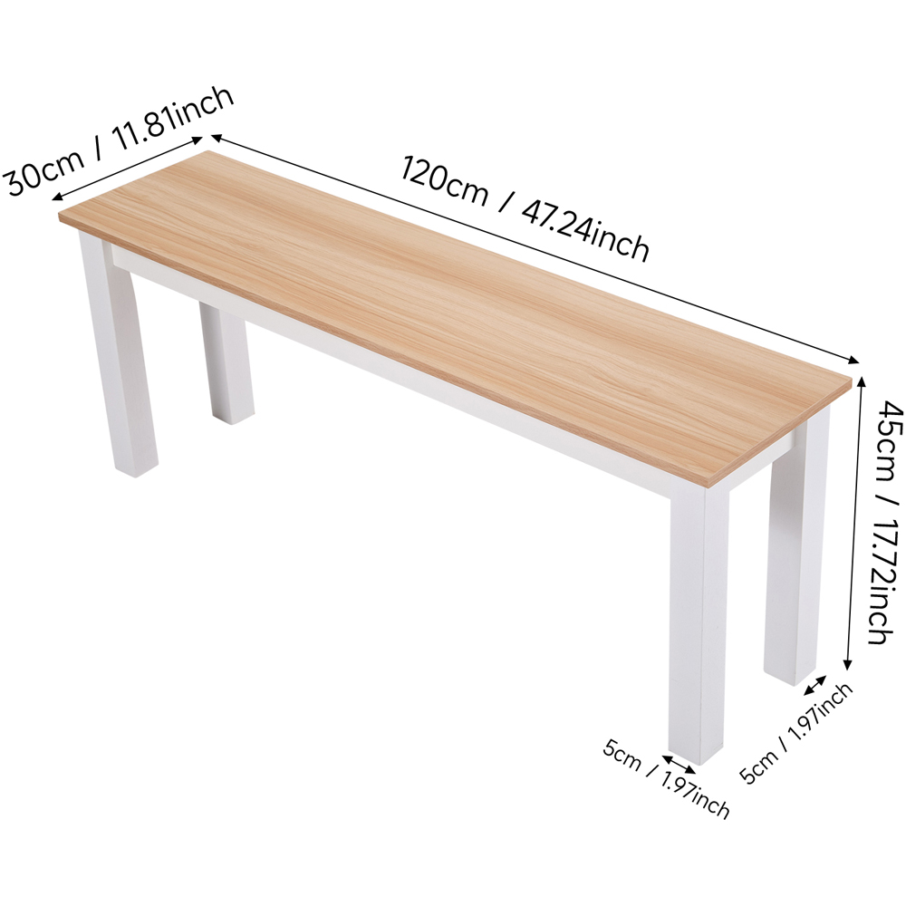 Living and Home Natural Wood Grain Bench with Pine Legs Image 9