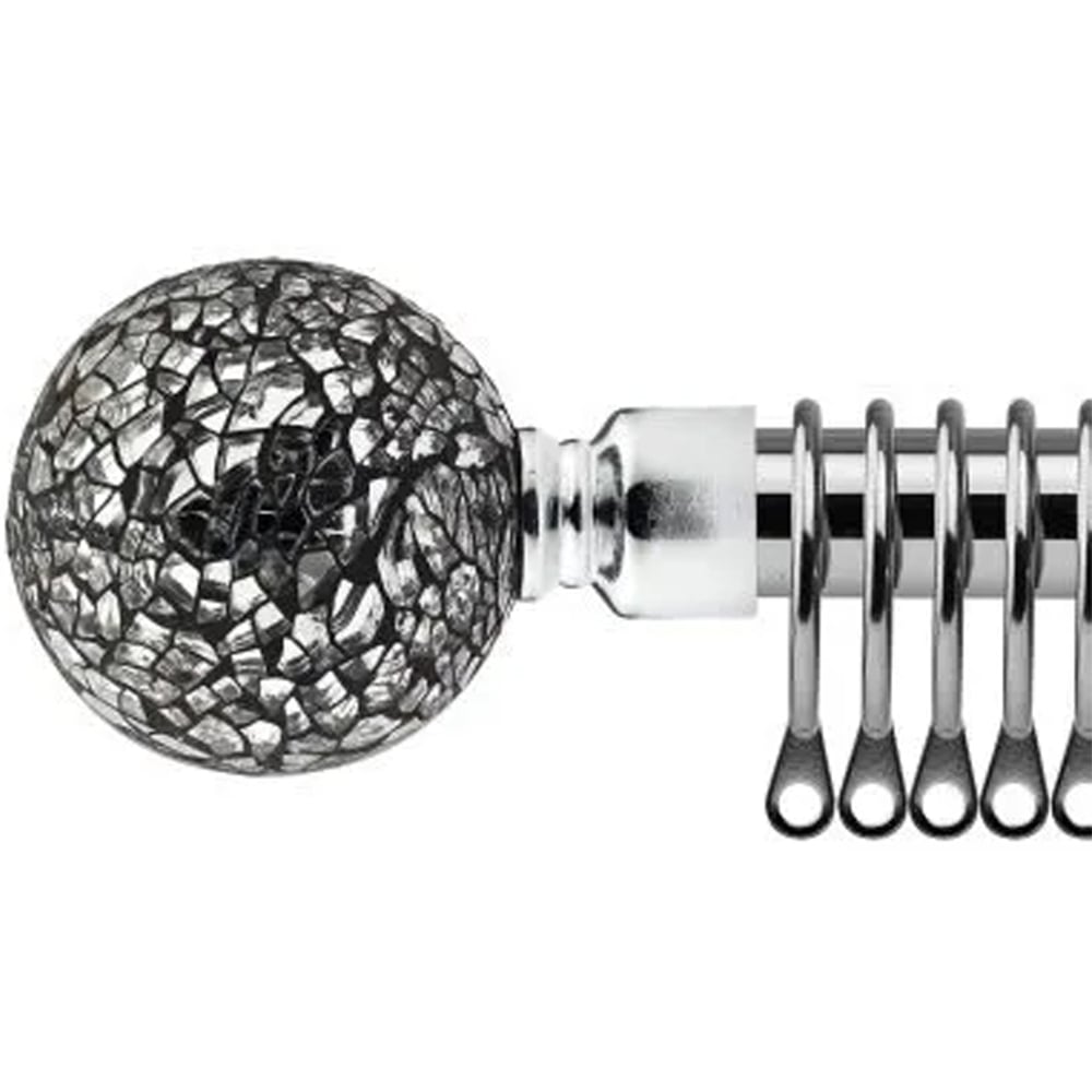 New Edge Blinds 120-210cm Extendable Chrome Mirrored Metal Curtain Pole Image