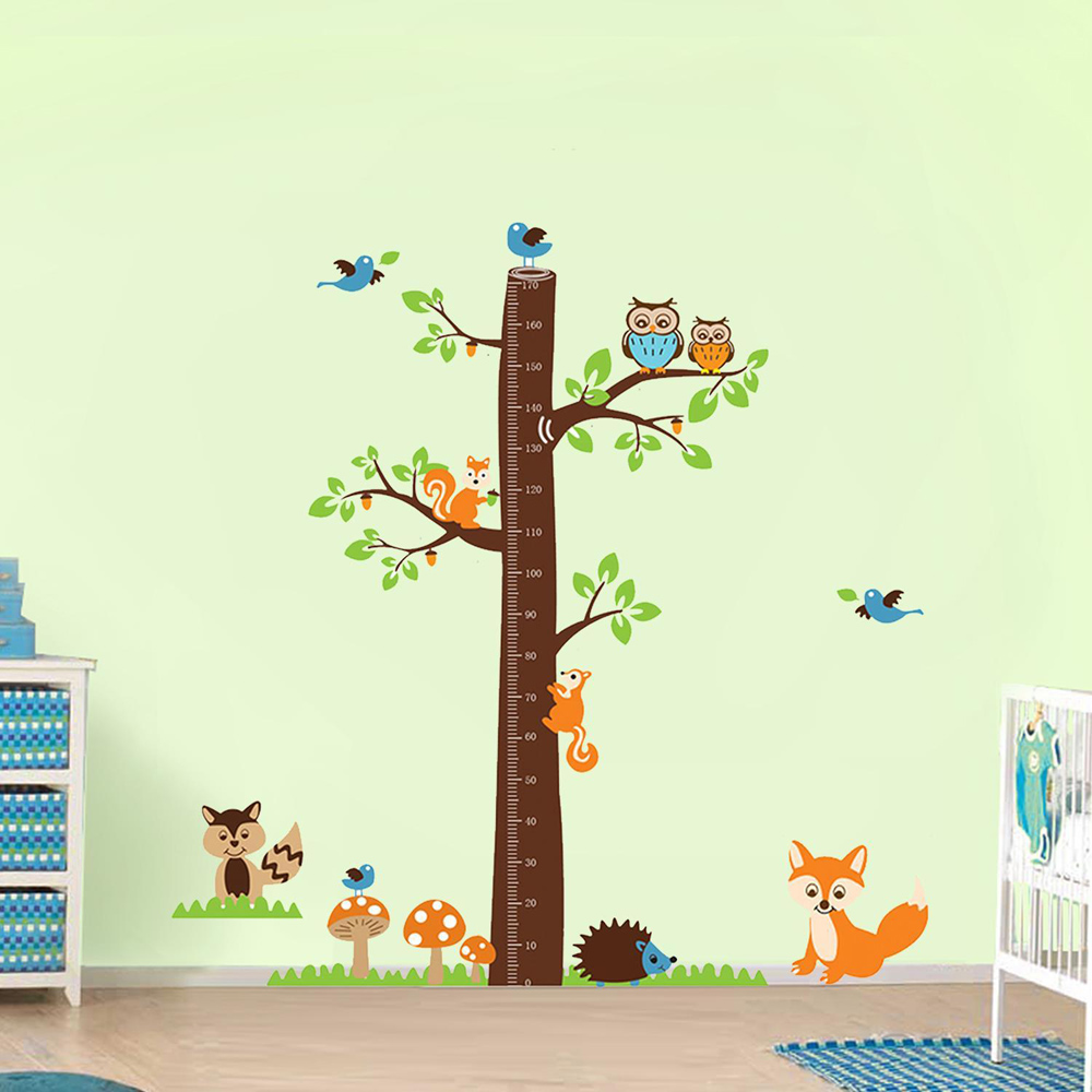 Walplus Kids Fox Tree Height Measure Self Adhesive Wall Stickers Image 3